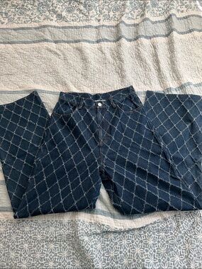 Able Women's Dark Blue Diamond-Pattern Jeans